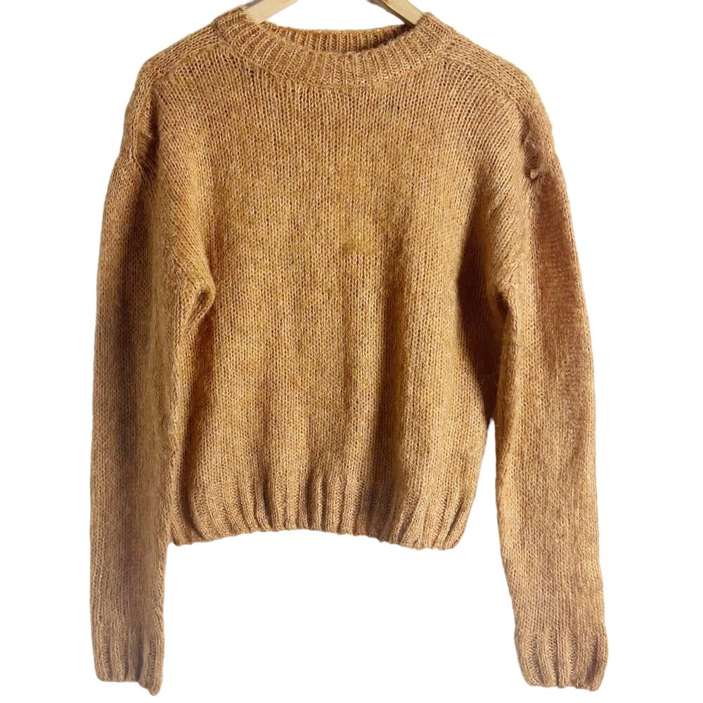 Molly Bracken Coco Camel Brown Wool Blend Crewneck Pullover Sweater Size Small